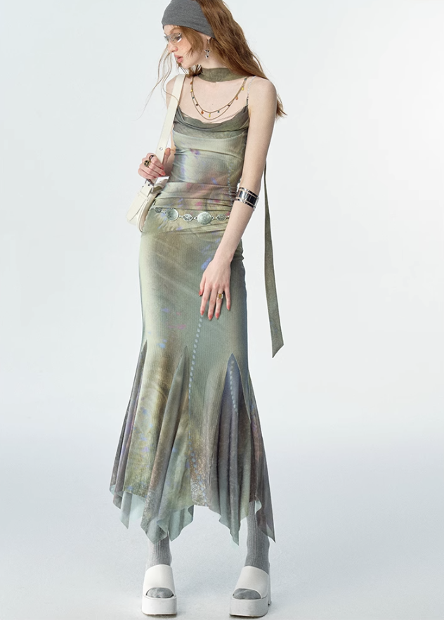 Luxe Diamond Chain Print Dress
