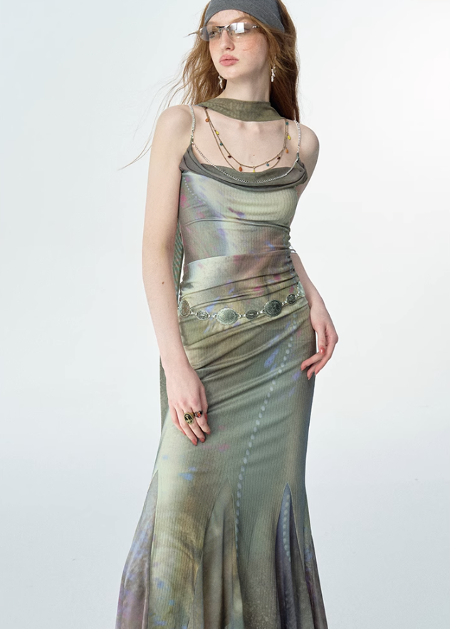Luxe Diamond Chain Print Dress