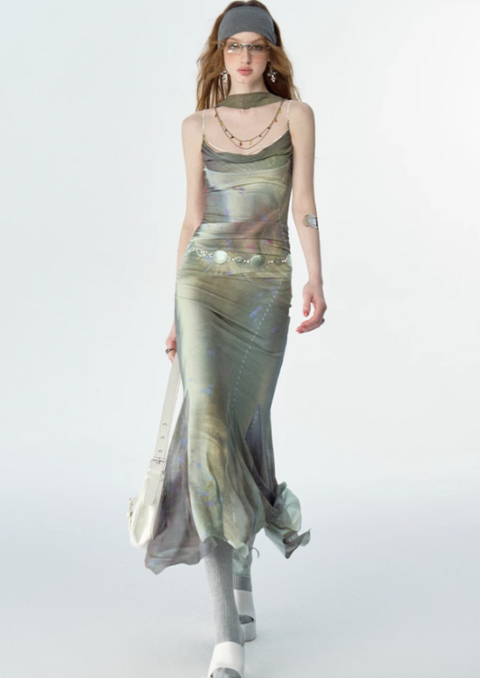 Luxe Diamond Chain Print Dress