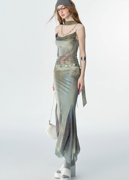 Luxe Diamond Chain Print Dress