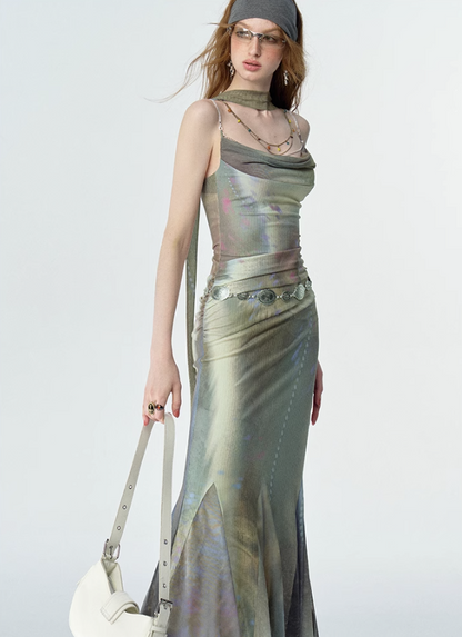 Luxe Diamond Chain Print Dress