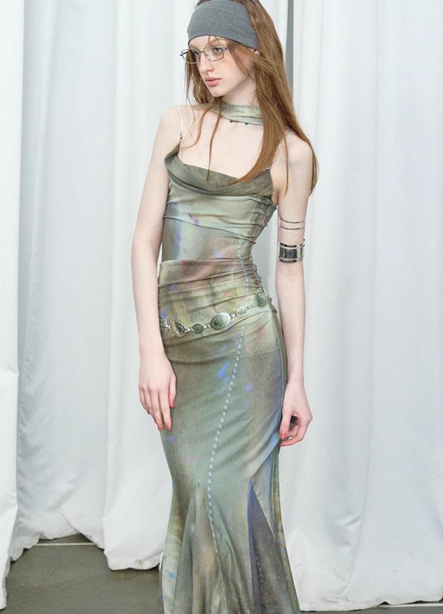 Luxe Diamond Chain Print Dress