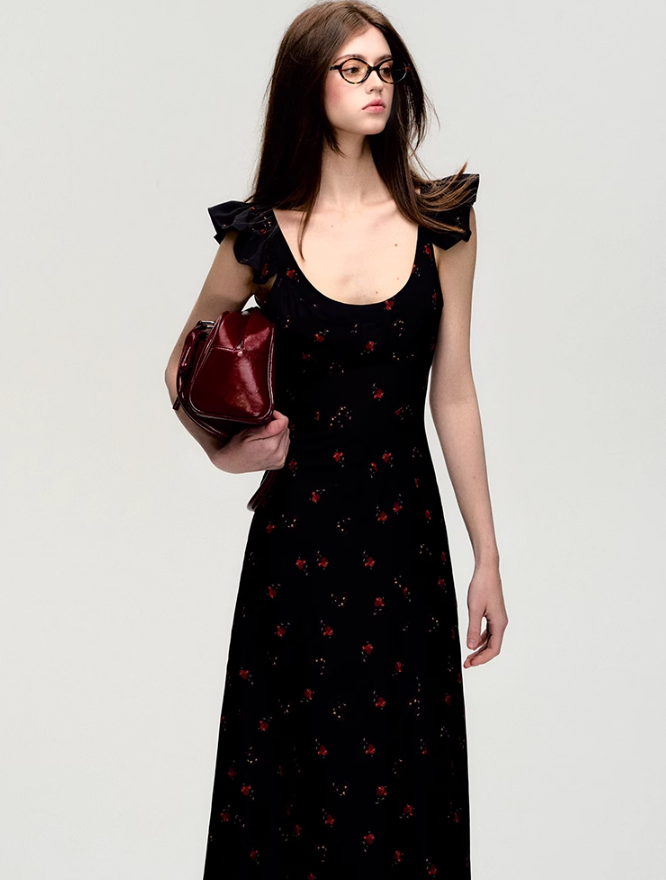 Ruffle Strap Maxi Dress