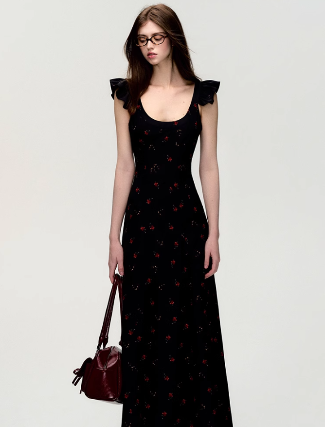 Ruffle Strap Maxi Dress