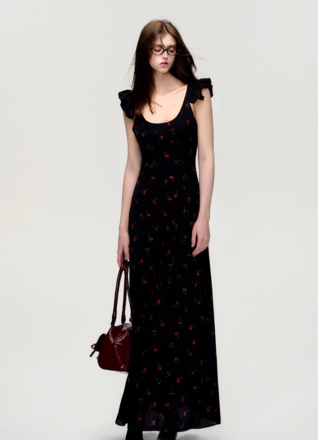 Ruffle Strap Maxi Dress