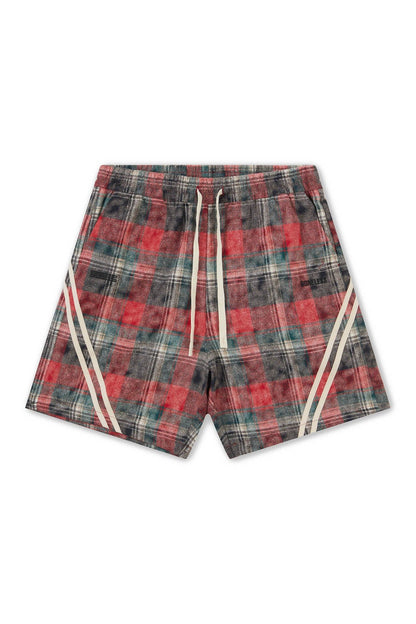 Plaid Drawstring Track Shorts