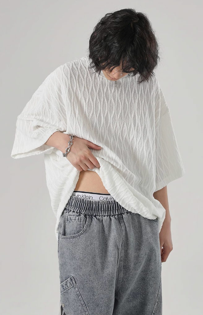 Textured Knit Oversized T-shirt