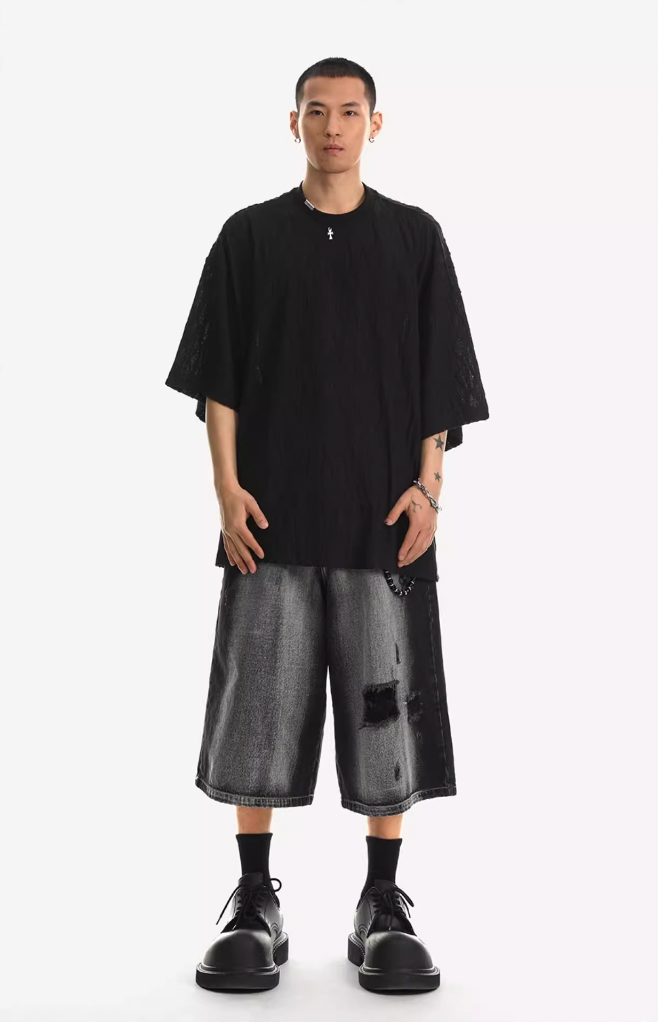Textured Knit Oversized T-shirt