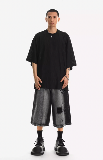 Textured Knit Oversized T-shirt