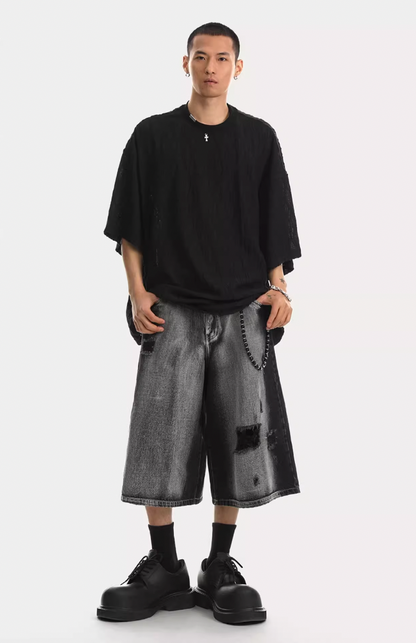 Textured Knit Oversized T-shirt