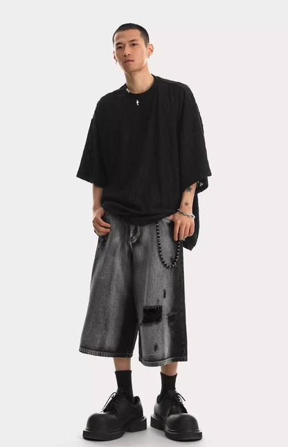Textured Knit Oversized T-shirt