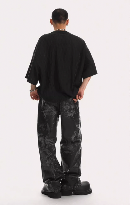 Textured Knit Oversized T-shirt