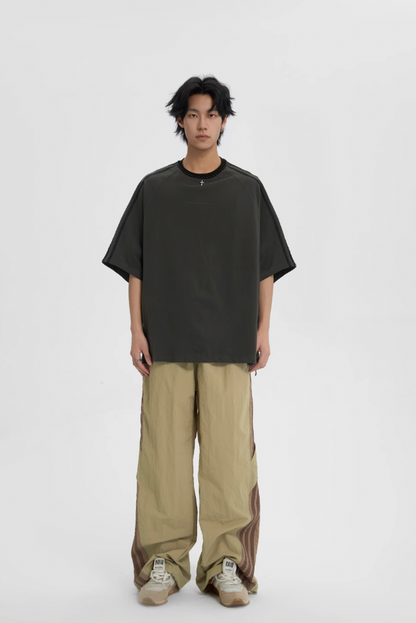 Beaded Neck Striped T-shirt