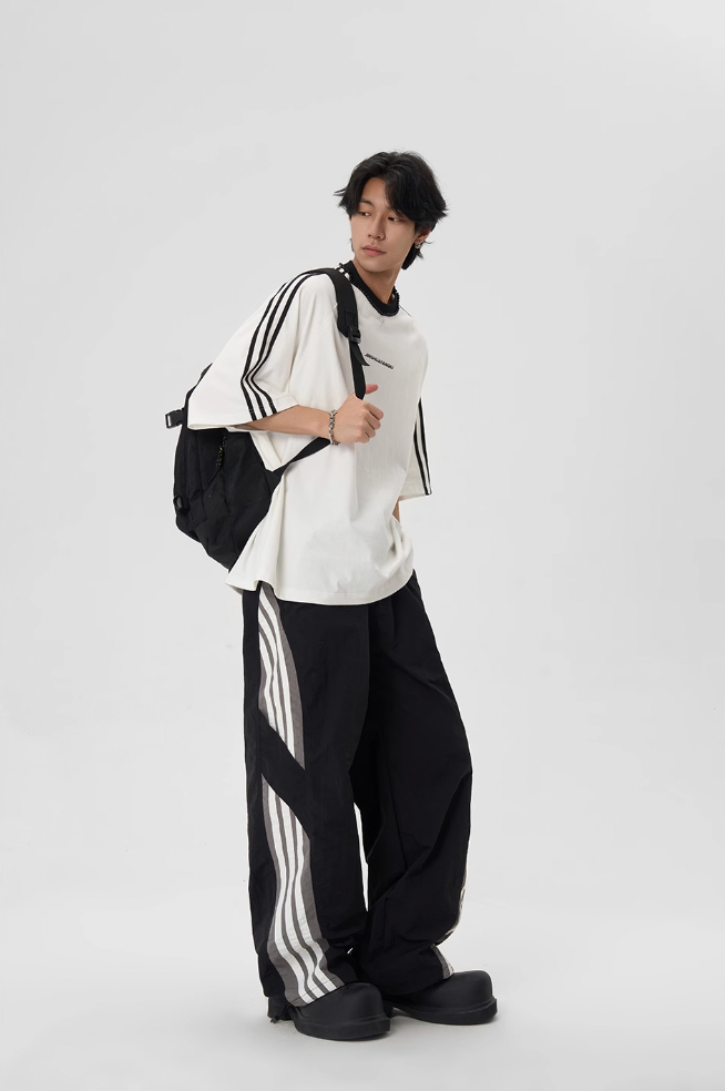 Beaded Neck Striped T-shirt