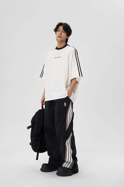 Beaded Neck Striped T-shirt
