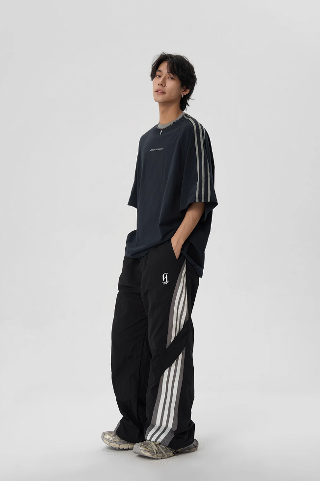 Beaded Neck Striped T-shirt