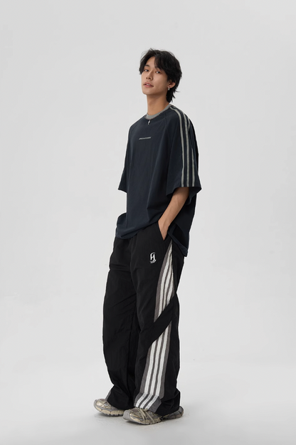 Beaded Neck Striped T-shirt