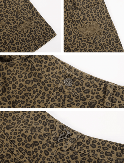 Leopard Print Baggy Shorts for Work