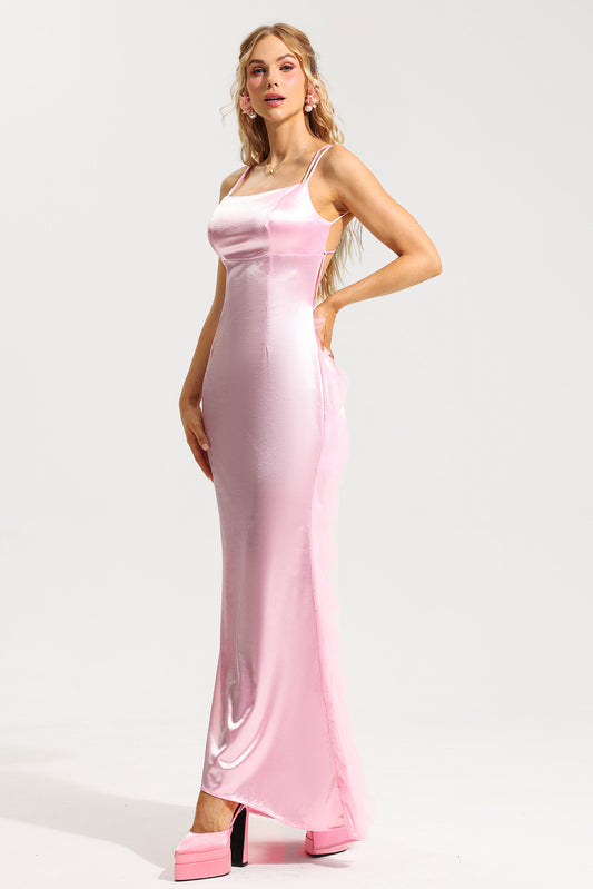 Lace Up Ruffle Sleeveless Maxi Dress