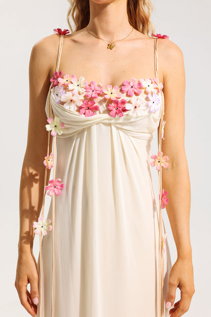 3d Mesh Sleeveless Midi Dress