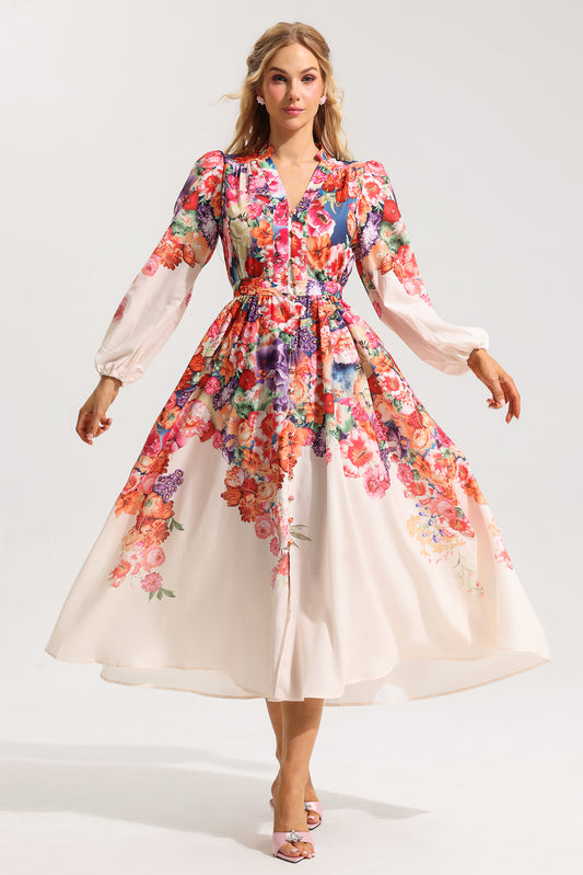 Lantern Sleeve Midi Dress