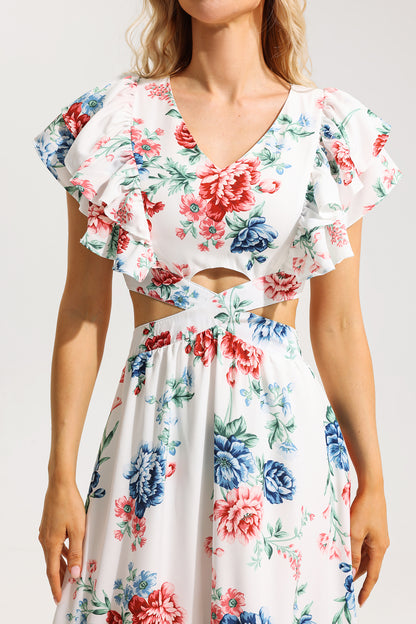 Agaric Lace V-neck Cut-out Midi Dress