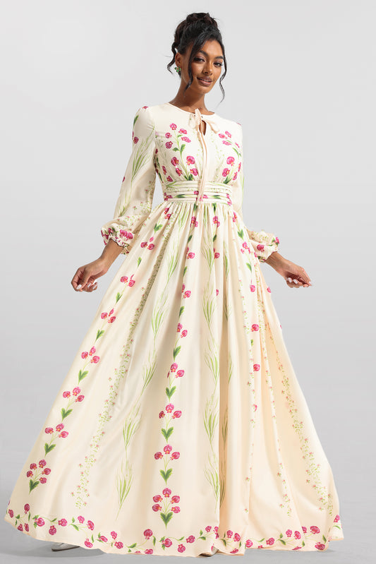Print Long Sleeve Maxi Dress