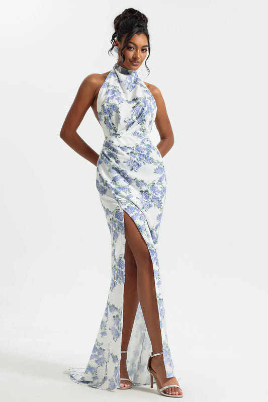 Halter Neck Split Maxi Dress