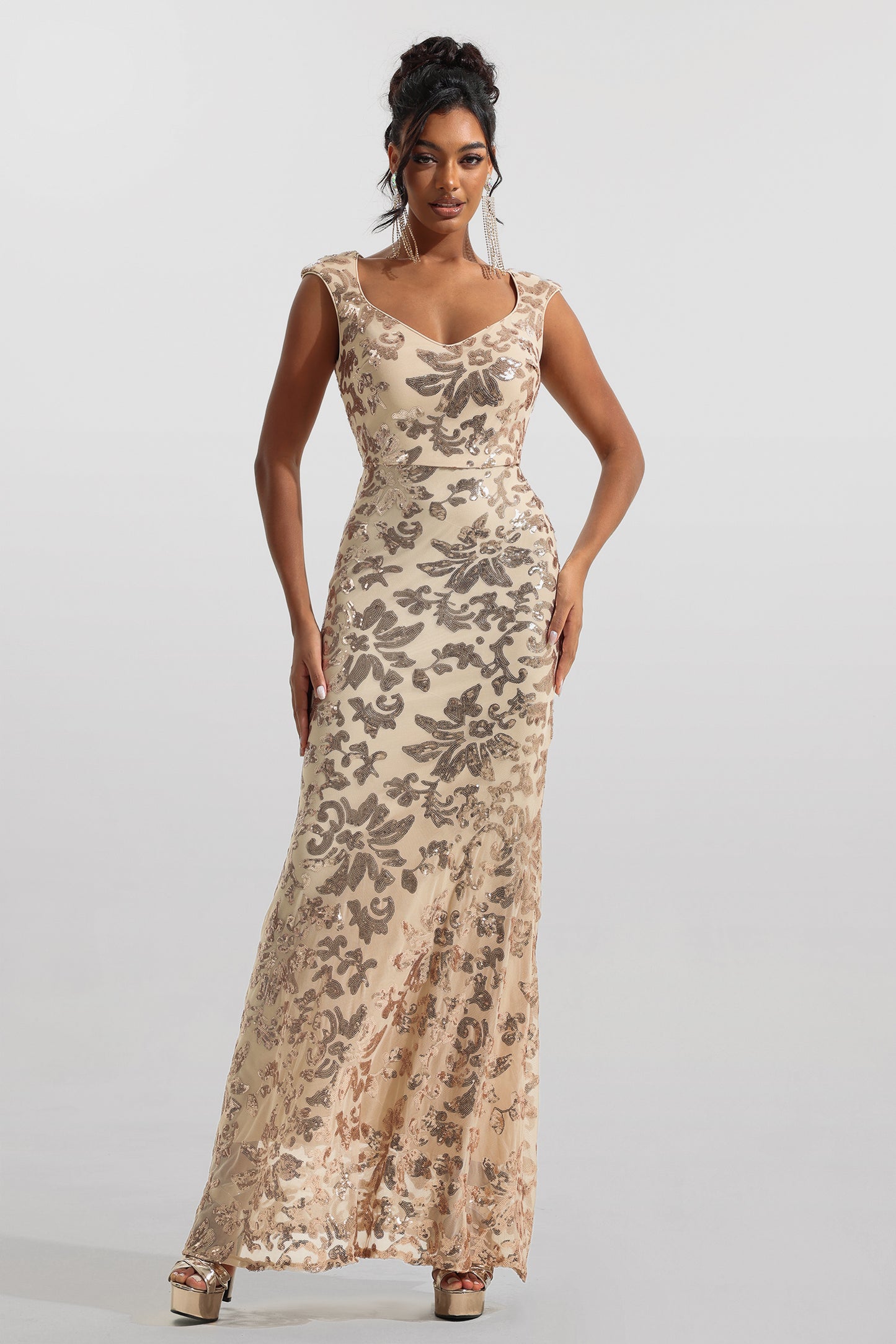 Sequin Sleeveless Maxi Dress