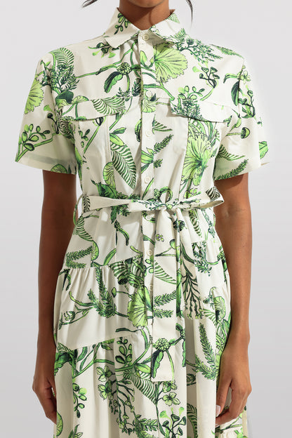 Shirt Collar Single Breasted Midi Dress With Belt