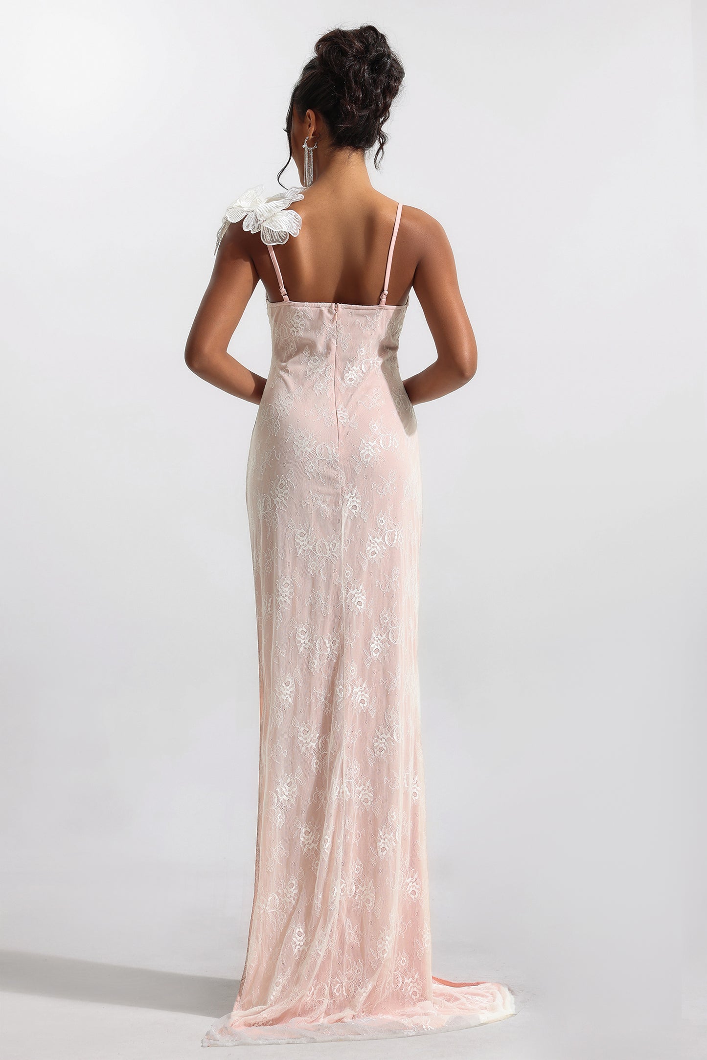 Lace 3d Split Sleeveless Maxi Dress