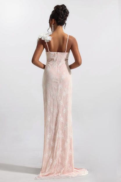 Lace 3d Split Sleeveless Maxi Dress