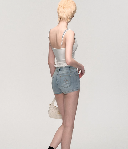 Slim High Waist Denim Shorts
