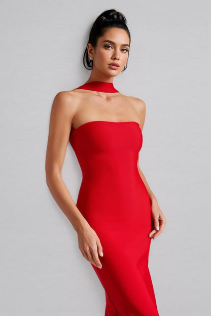 Aroa Sheath Tight Neckline Maxi Dress