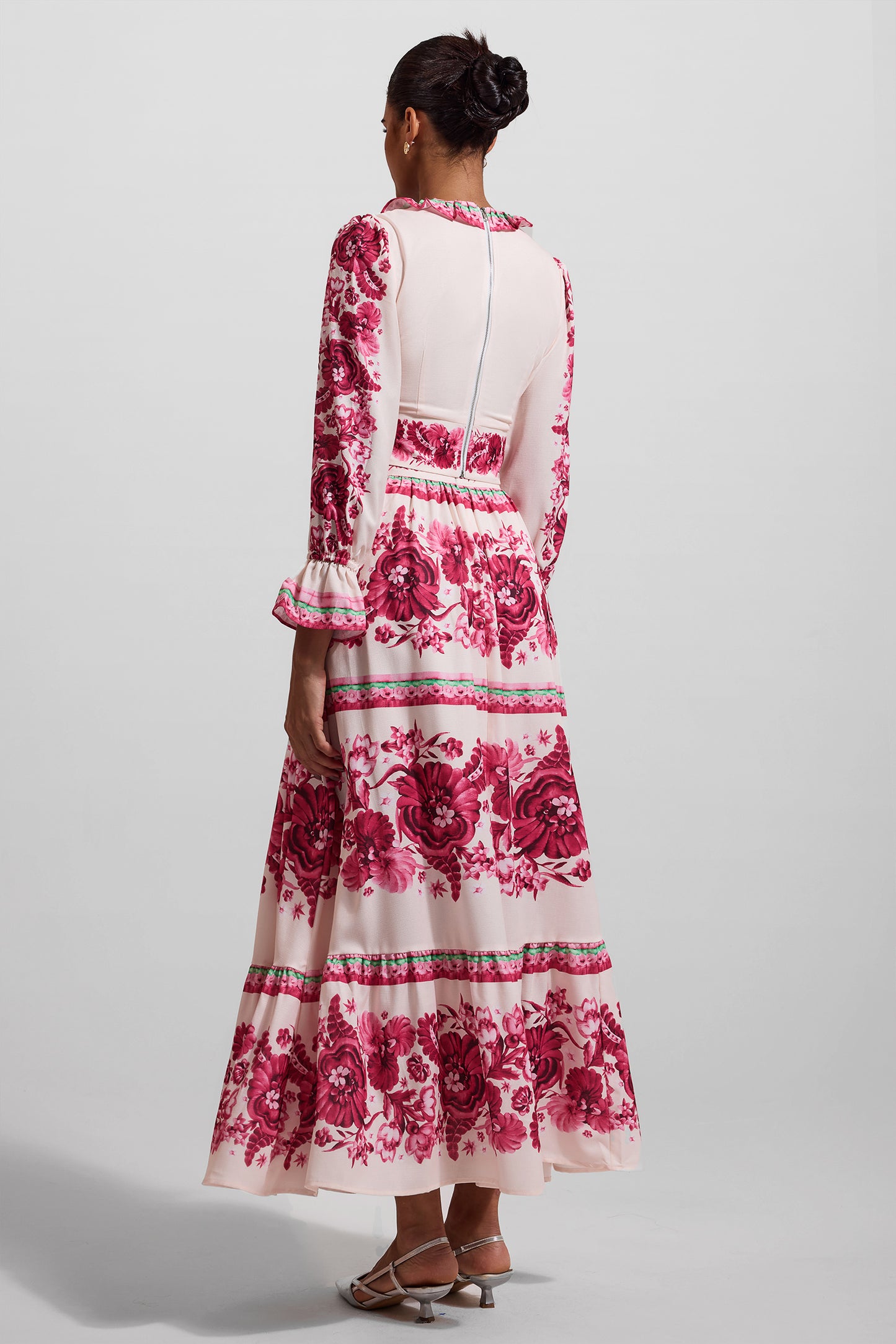 Frill Lantern Sleeve Maxi Dress