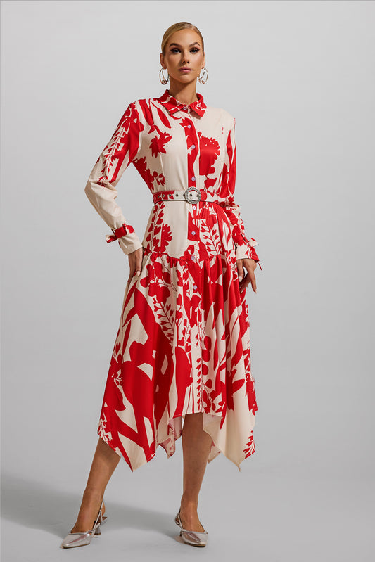Lace Up Midi Dress With Belt