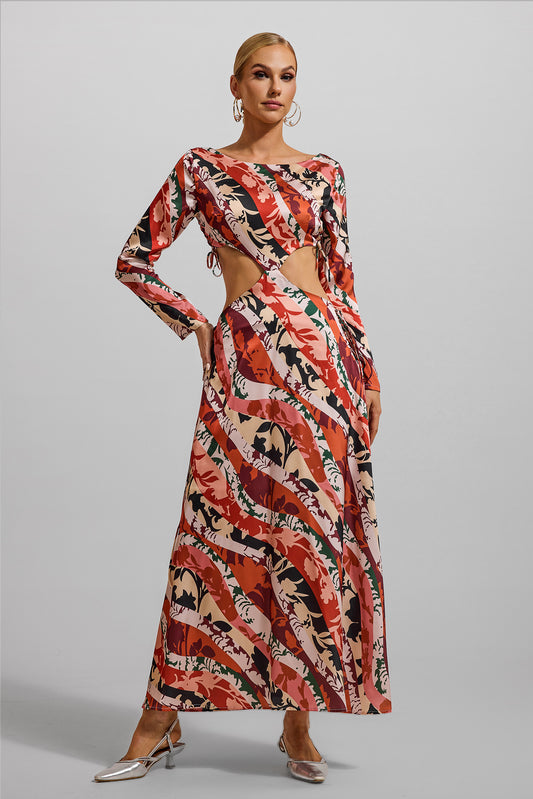 Cut-out Long Sleeve Midi Dress