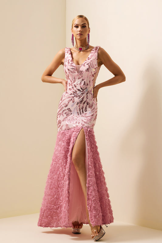 Sequin V-neck Sleeveless Maxi Dress