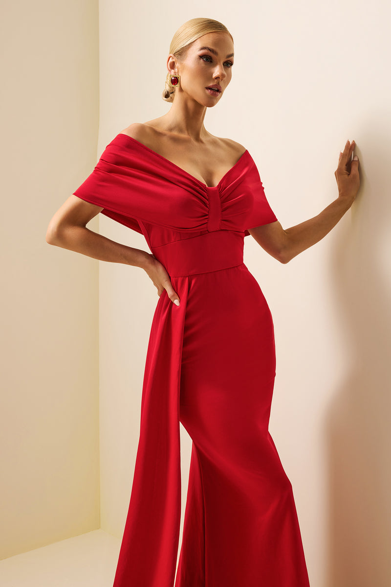 Jersey Off-shoulder Maxi Dress