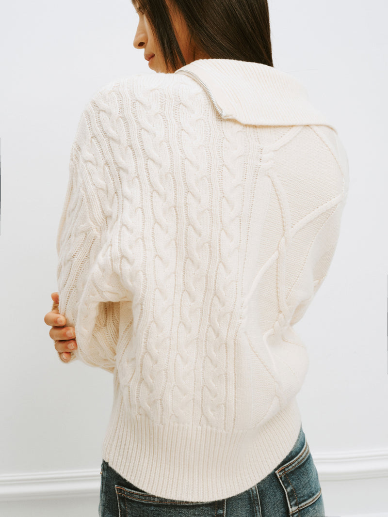 Cable Knit Zip Up Cardigan