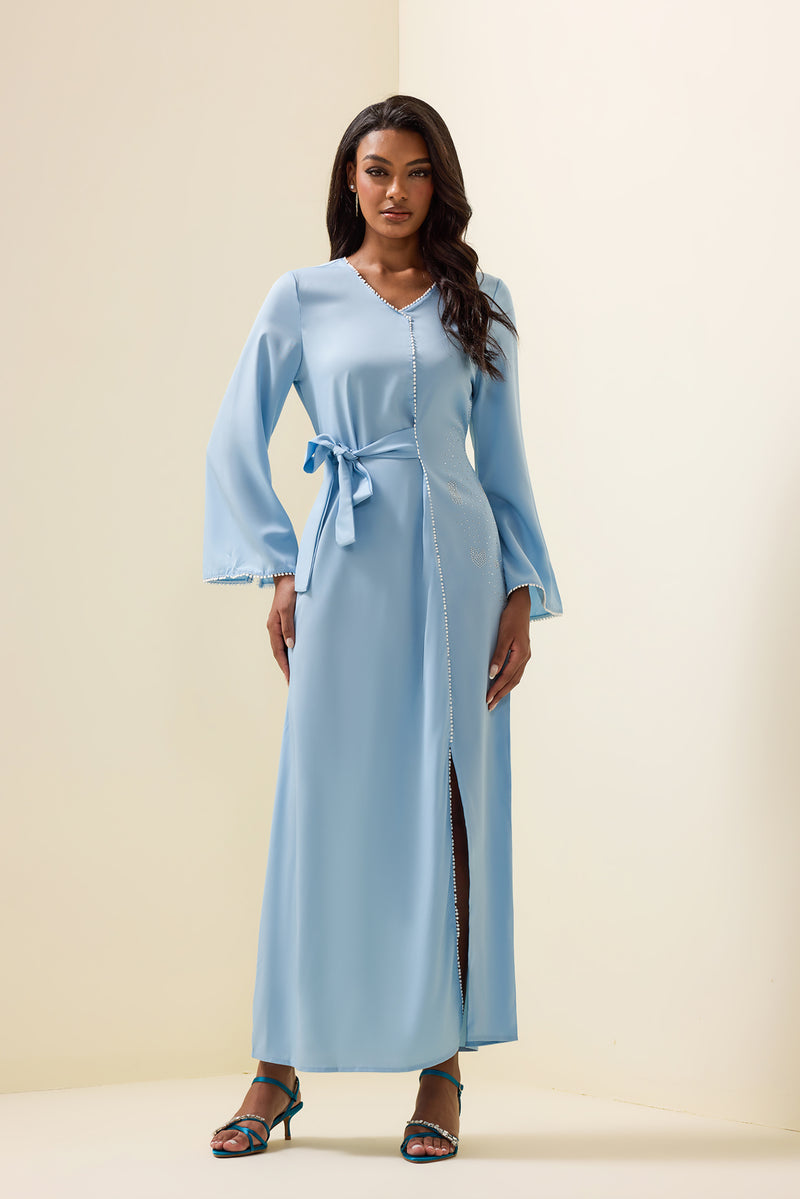 Rhinestone Lace-up Midi Dress