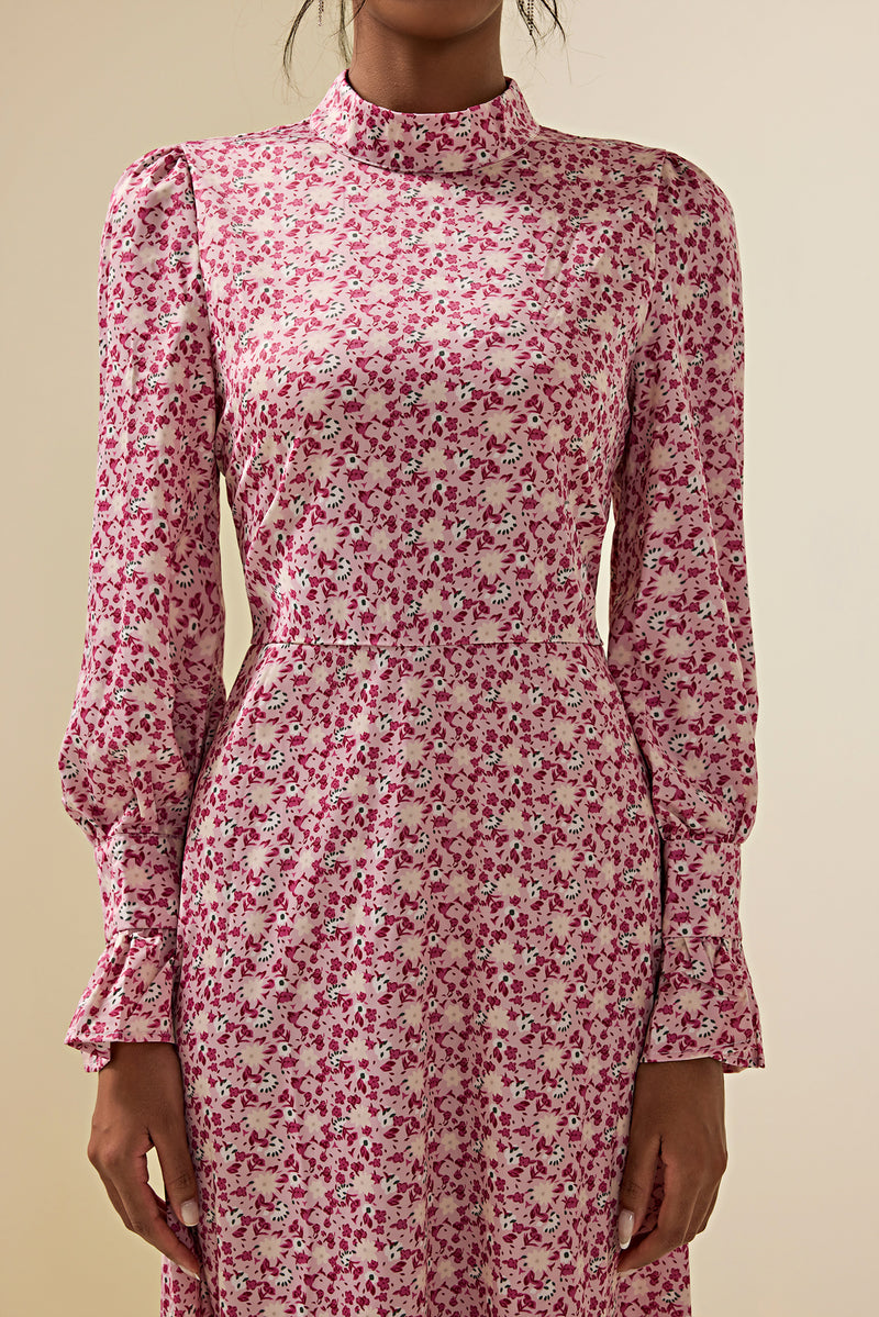 Lace Up Long Sleeve Midi Dress