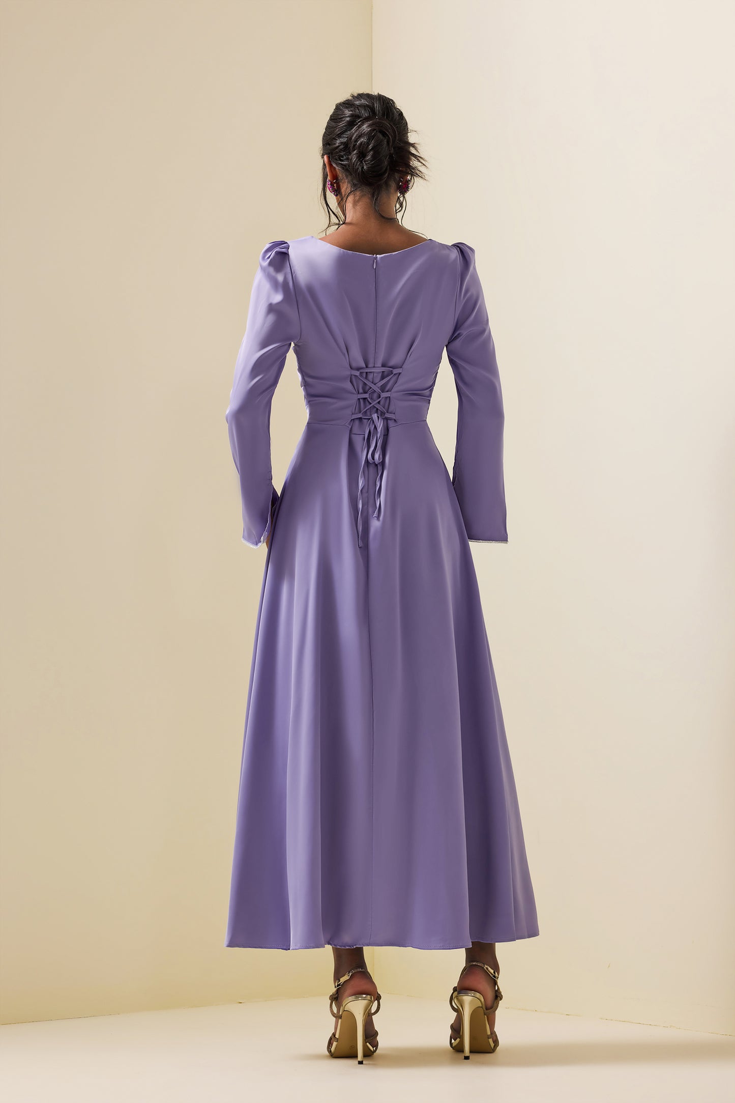 Satin Rhinestone Maxi Dress