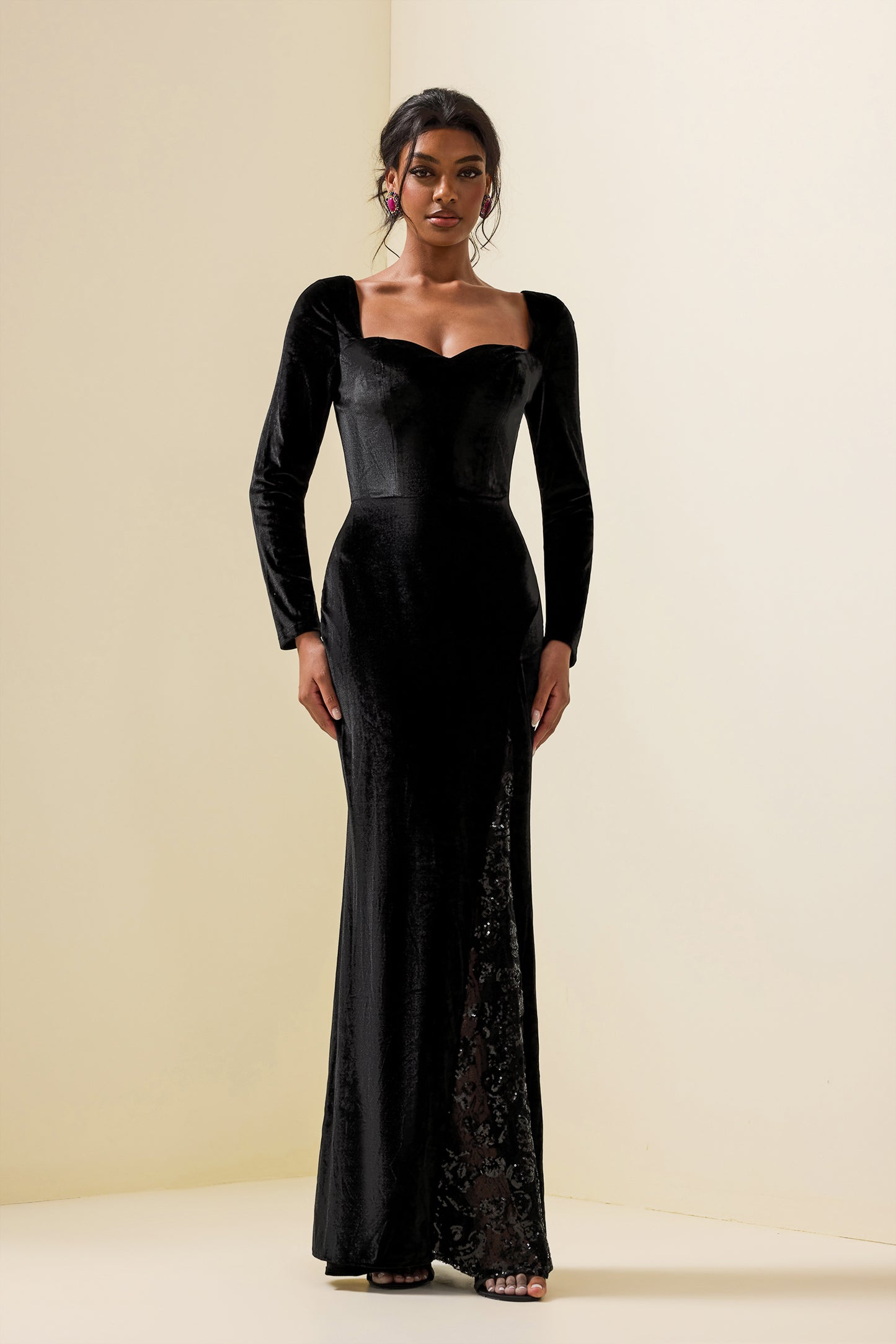 Velvet Sequin Maxi Dress