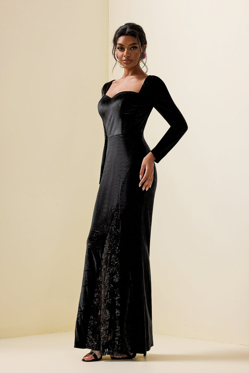 Velvet Sequin Maxi Dress