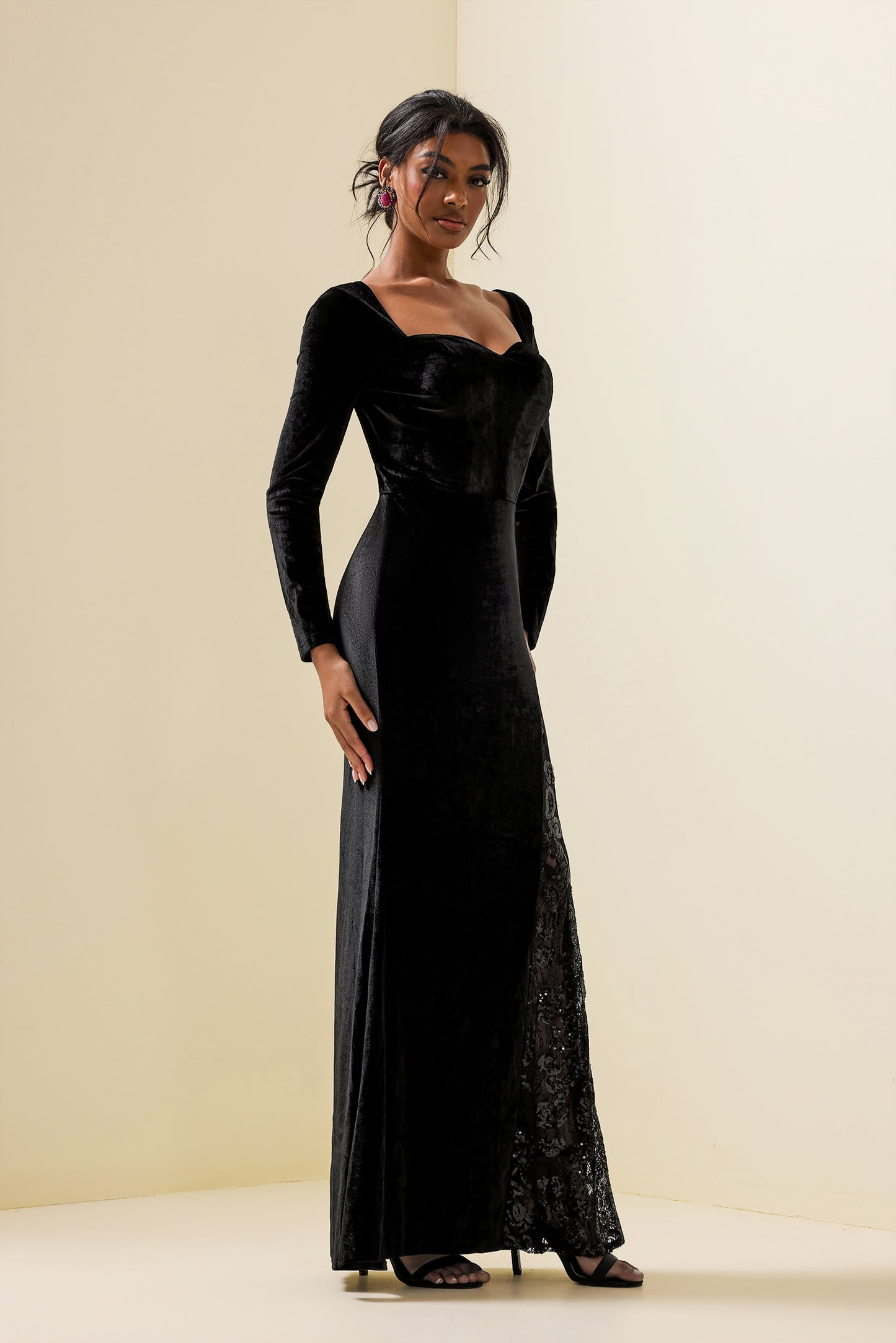 Velvet Sequin Maxi Dress