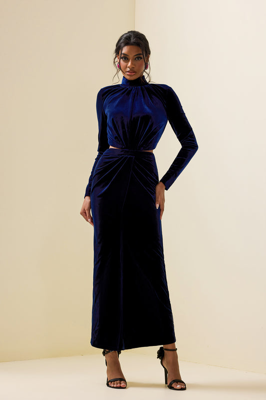 Velvet Cut-out Split Maxi Dress