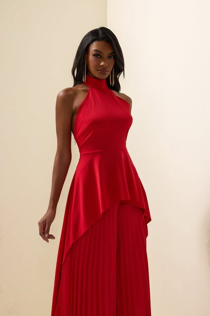 Sleeveless Top �?high Waist Pleated Pants Set