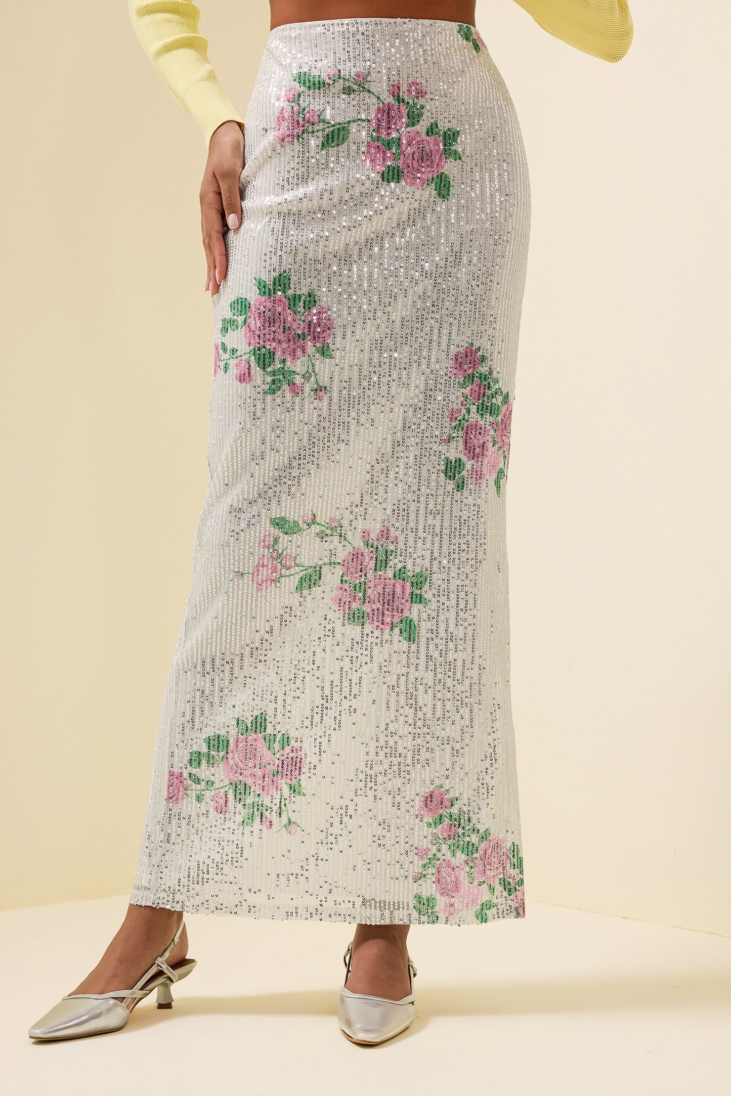 Sequin High Waist Midi Skirt