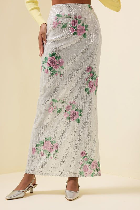 Sequin High Waist Midi Skirt